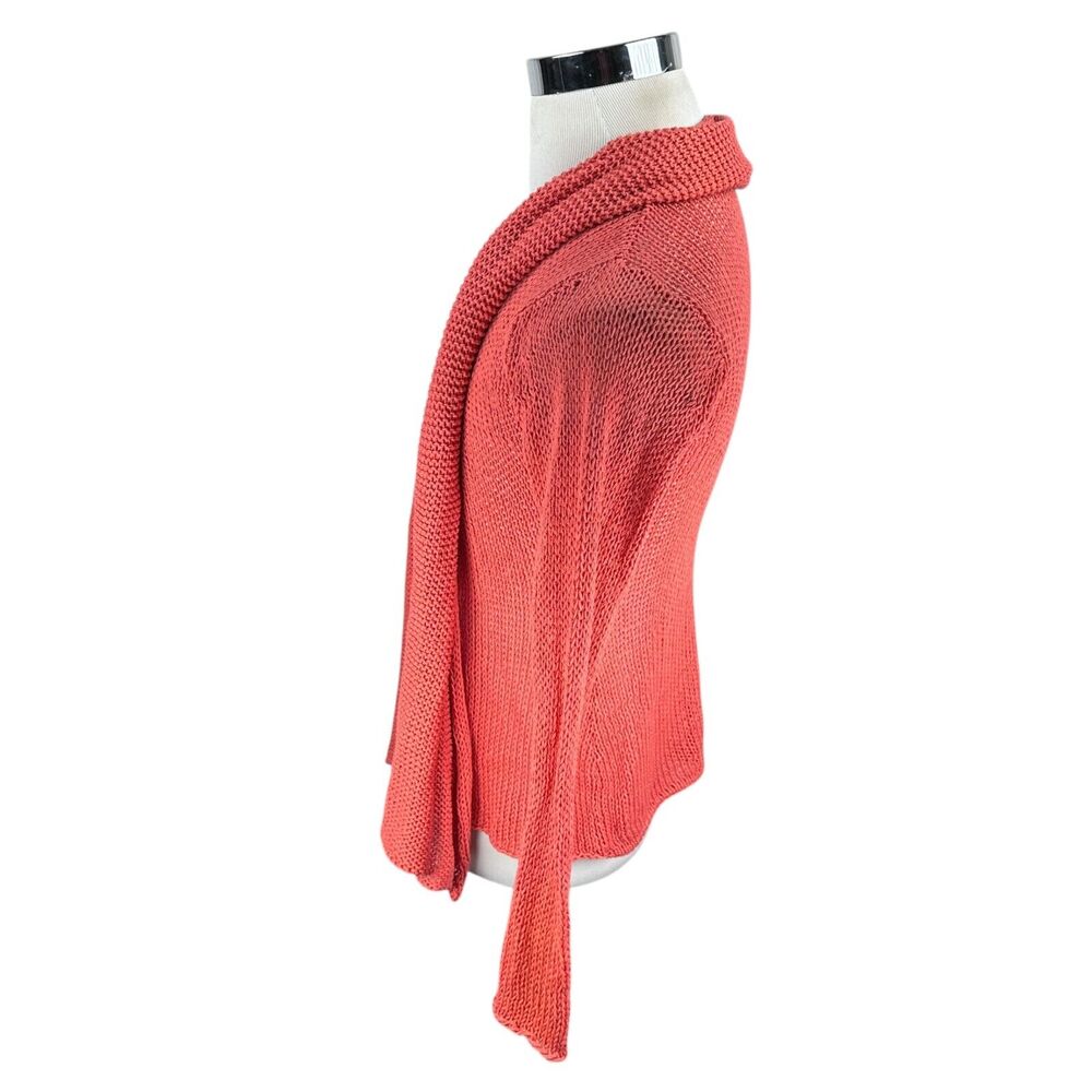 Wooden Ships Cardigan Sweater Women’s XS Open Light Cotton Knit Pinkish Orange - Picture 4 of 10
